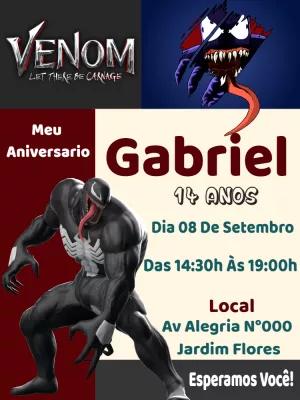 Convite de Aniversário Venom Editável Online para Imprimir