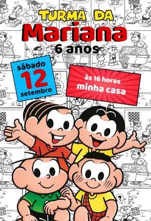 Convite de Aniversário Turma da Mônica para Editar Online