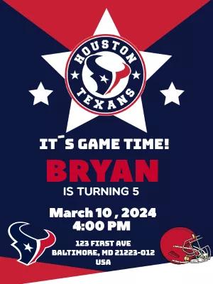 Houston Texans Football Birthday Invitation to Edit Online