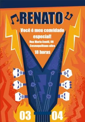 Convite de Aniversário Rock Festival para Editar Online