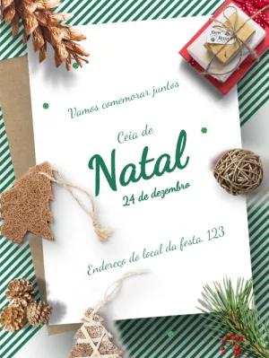 Convite de Ceia de Natal Rústico para Editar Online