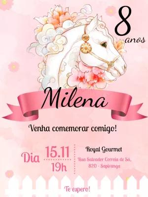 Convite de Aniversário Cavalo Delicado para Editar Online