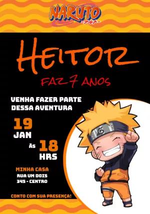 Convite de Aniversário Naruto Chibi para Editar Online