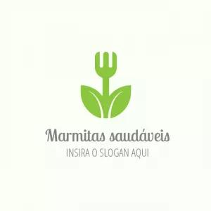 Logo para Marmitaria Saudável com Folhas para Editar