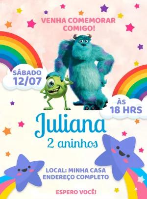 Convite de Aniversário Monstros SA para Editar Online