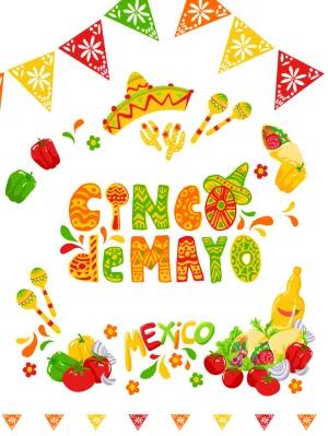 Plantilla para Fiesta Mexicana con íconos coloridos para Editar