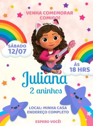 Convite Aniversário Casa Mágica da Gabby para Editar Online