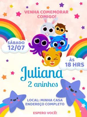 Convite de Aniversário Bolofofos para Editar Online