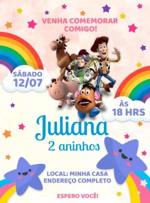Convite de Aniversário Toy Story com Personagens para Editar