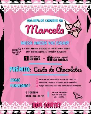 Convite Chá Rifa de Lingerie Rosa e Preto para Editar