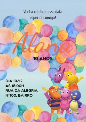 Convite de Aniversário Backyardigans para Editar e Imprimir