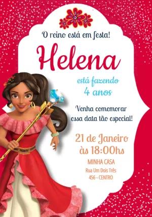 Convite de Aniversário Elena de Avalor para Editar Online