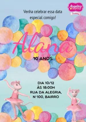 Convite de Aniversário Angelina Bailarina para Editar Online