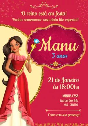 Convite de Aniversário Elena de Avalor para Editar Online