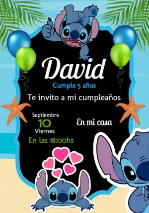 Invitación de Cumpleaños de Stitch para Editar y Personalizar