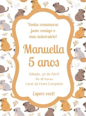 Convite Aniversário Capivara Fofa para Editar Online