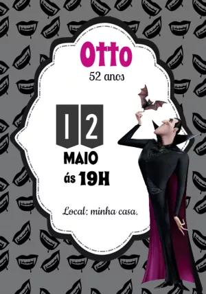 Convite de Aniversário Drácula Hotel Transilvânia para Editar