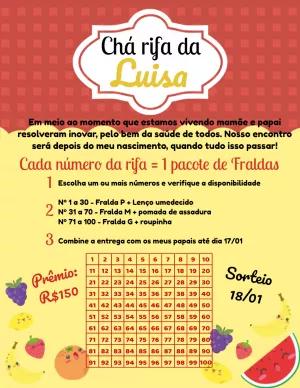Convite Chá Rifa Piquenique com Frutas para Editar Online