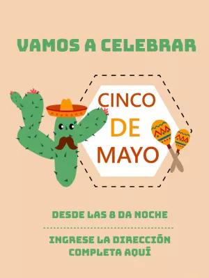 Invitación de Cinco de Mayo con Cactus para Editar Online