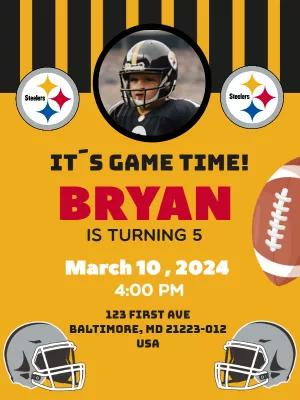 Football Birthday Invitation with Photo to Edit Online