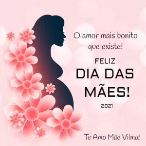 Cartão de Dia das Mães com Silhueta de Grávida para Editar