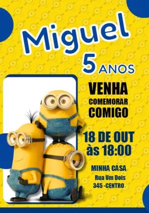 Convite de Aniversário Minions para Editar Online