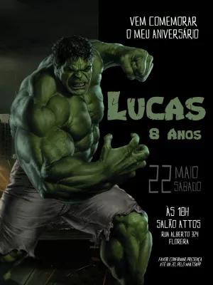 Convite de Aniversário Incrível Hulk para Editar Online