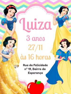 Convite Aniversário Branca de Neve para Editar Online