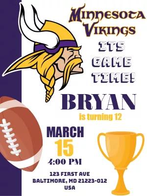 Minnesota Vikings Birthday Invitation to Edit Online