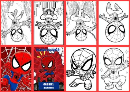 Livrinho de Colorir Homem Aranha para Aniversário Editável