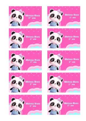 Etiqueta Escolar Digital Panda Fofa para Personalizar