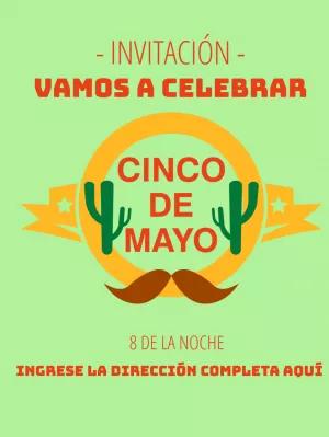 Invitación de Cinco de Mayo con Cáctus para Editar Online