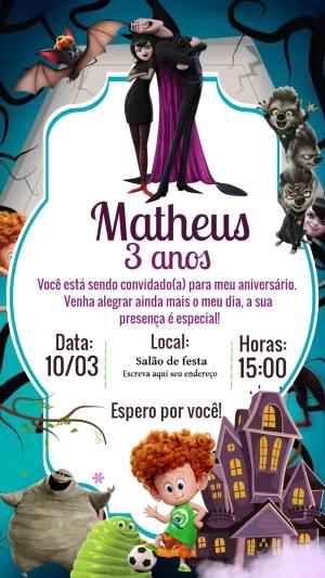 Convite de Aniversário Hotel Transylvania para Editar Online