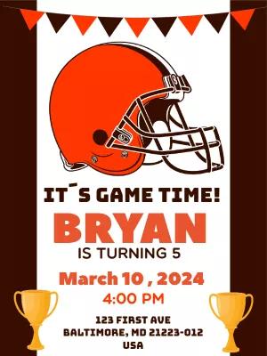 Editable Football Helmet Birthday Invitation Template