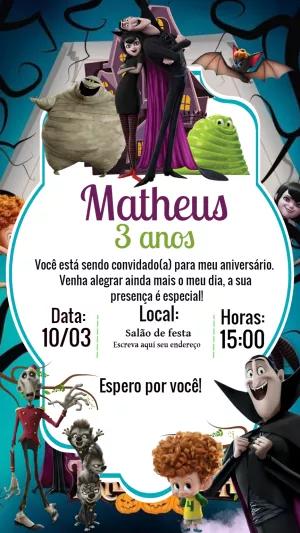 Convite de Aniversário Hotel Transylvania para Editar Online