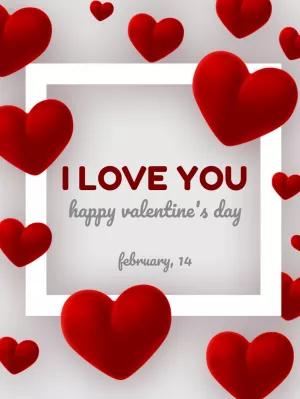 Editable Valentine's Day Card with Hearts to Edit Online