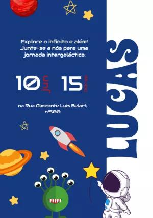 Convite de Aniversário Astronauta no Espaço para Editar