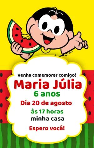 Convite de Aniversário Magali Melancia para Editar Online
