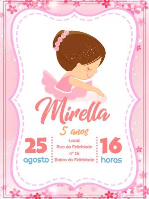 Convite Aniversário Bailarina Delicada para Editar Online