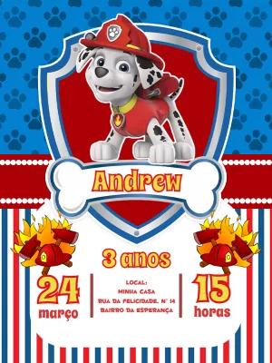 Convite de Aniversário Marshall Patrulha Canina para Editar