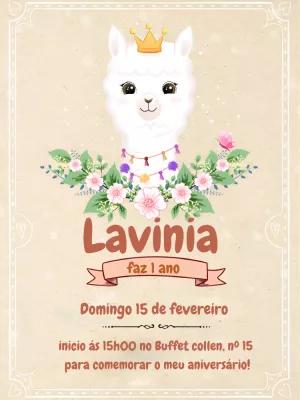 Convite de Aniversário Lhama Fofa para Editar Online