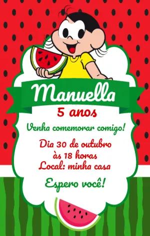 Convite de Aniversário Magali Melancia para Editar Online