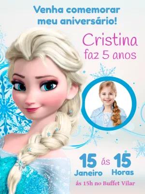 Convite de Aniversário Frozen com Foto para Editar Online