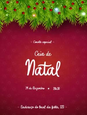 Convite para Ceia de Natal com Guirlanda para Editar Online