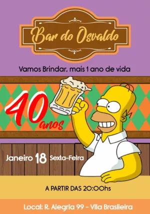 Convite Aniversário Bar do Homer Simpsons para Editar Online