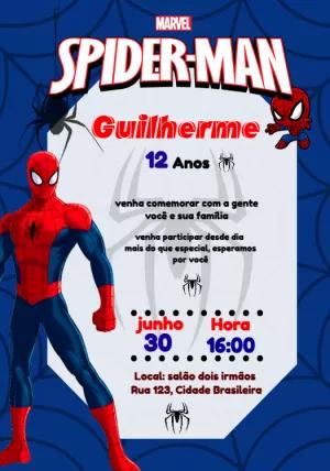 Convite Aniversário Homem Aranha Editável Online