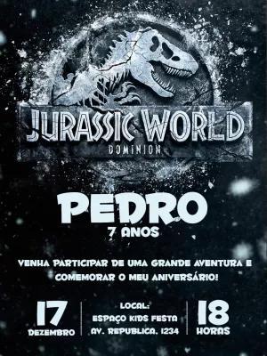 Convite Aniversário Jurassic World Dominion para Editar Online