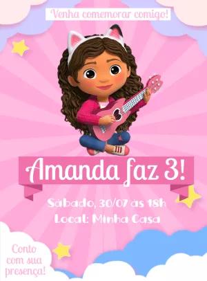 Convite Aniversário Casa Mágica da Gabby para Editar Online