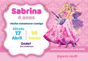 Convite Aniversário Barbie Princesa Pop para Editar Online
