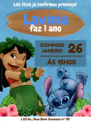 Convite de Aniversário Lilo e Stitch para Editar Online